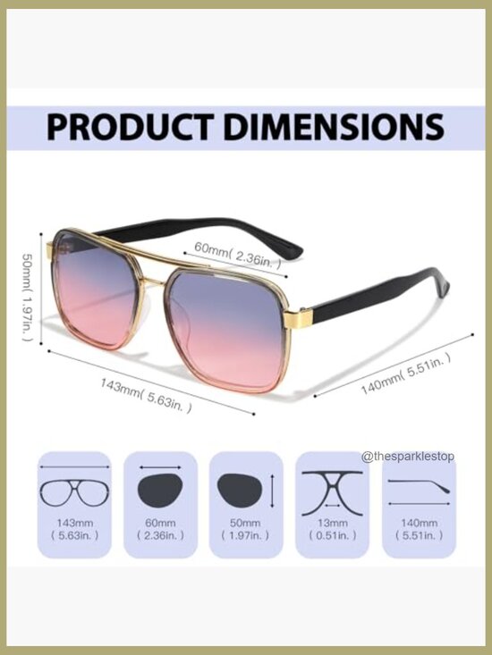 Oversized Aviator Sunglasses, Tangle Free Design, UV400 Protection main image 5